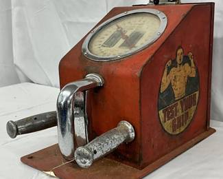 Early Grip Strength Tester Coin Op Machine, Metal Construction, 9in x 15in