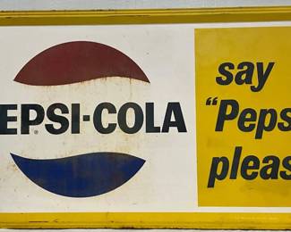 1969 Pepsi-Cola Sign by Scioto Signs, Self Framed, “Say Pepsi Please,” 67×36