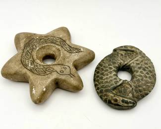 (2) Stone Snake Artifacts
