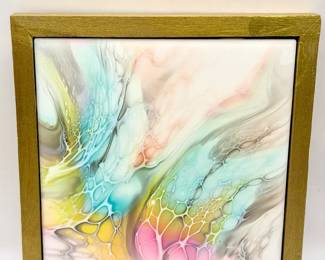 Signed Paint Pour Tile Arcenciel Art Kranti