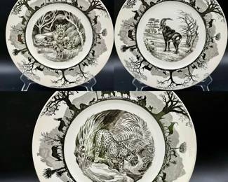(3) Wedgwood Kruger National Park dinner plates