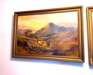 W. Richards - Landscape With Cattle Painting