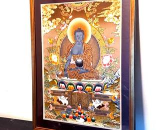 Medicine Buddha - Thangka With Reflective Surfaces