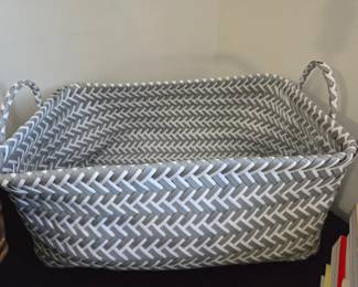 Woven Rectangular Storage Basket with Geometric Pattern