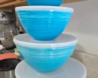Anchor Hocking Azure Glow Mixing Bowl Set with Lids