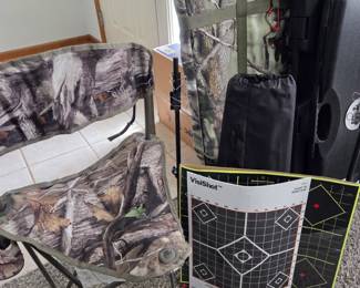 Mossy Oak Camouflage Folding Chair and Champion VisiShot SightIn Targets