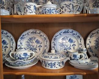 Blue Danube china from Japan, place settings and serving pieces