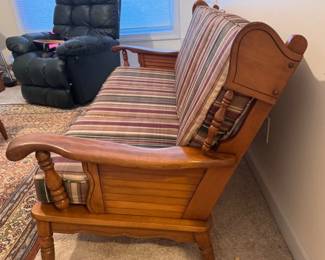 Vintage wood sofa and electric recliner