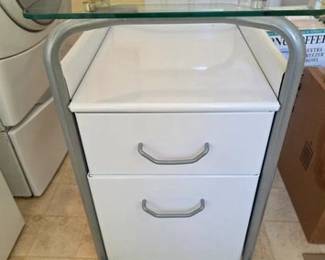 Metal two drawer utility cart