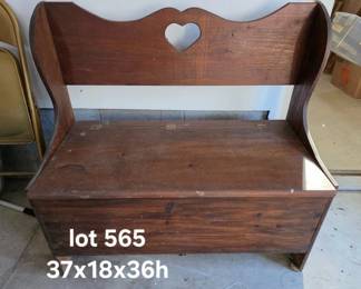 Vintage country wood bench with storage under seat