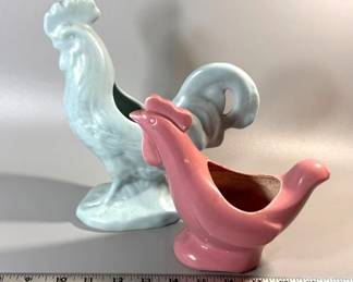 Vintage ceramic rooster planters