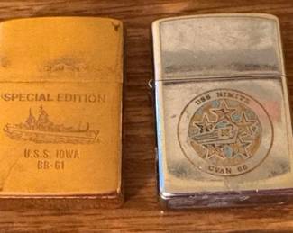 Vintage commemorative Zippo lighters