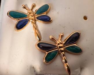14K gold dragonfly earrings