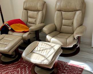 Leather chairs and ottoman’s