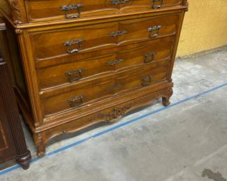 Napoleon III kingwood and walnut white marble inset commode $575