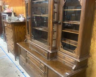 Walnut Renaissance Revival bookcase in the manner of Herter or Horner, c.1870, from the family home near Alexandria, La., $850