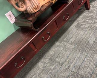 Antique Chinese Low Wooden Bench with Drawers