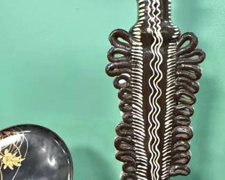 Vintage Black Ceramic Sculptural Candlestick