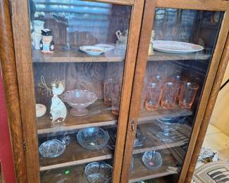 Great glassware anf antique cabinet