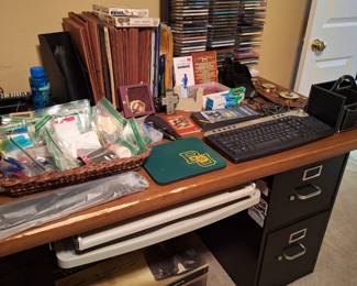 Office, items and file cabinet