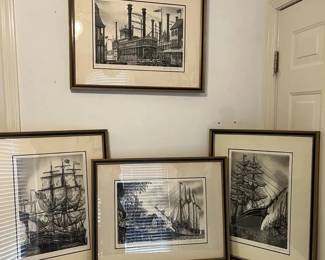 4 Framed Alan Jay Gaines Art Pieces