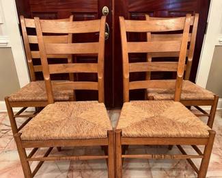 4 Lane LadderBack Chairs with Woven Rush Seats