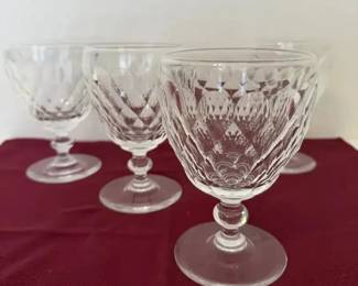 Set of 4 Heavy Crystal Stemware Attributed Steuben 2 Signed, 2 Unsigned