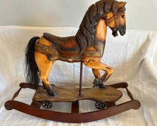 Vintage Wood Rocking Horse