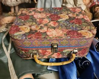 vintage floral-patterned suitcase