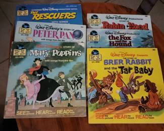 vintage Walt Disney Productions "Book and Record" sets The Rescuers, Peter Pan, Mary Poppins, Robin Hood, The Fox and the Hound, Brer Rabbit and the Tar Baby