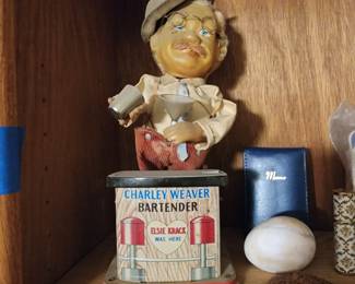 vintage Charley Weaver Bartender battery-operated tin toy