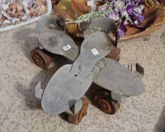 pair of vintage, adjustable, metal roller skates