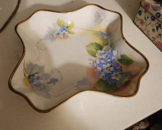vintage, hand-painted porcelain trinket dish