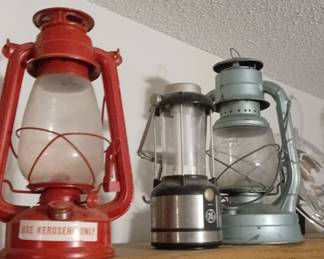 Left Dietz Junior Red Lantern & Right Dietz D-Lite No. 2 Kerosene Lantern