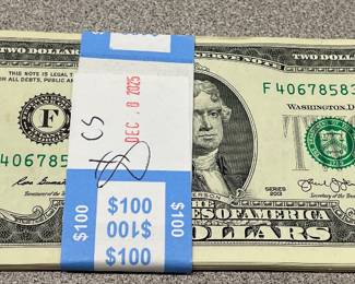 50 consecutive two dollar bills