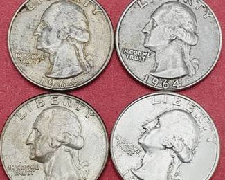 4 Washington Quarters--90% Silver
