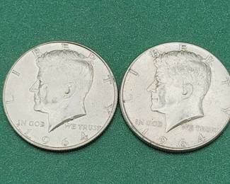 2 Kennedy Half Dollars--90% Silver
