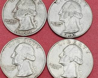 4 Washington Quarters--90% Silver
