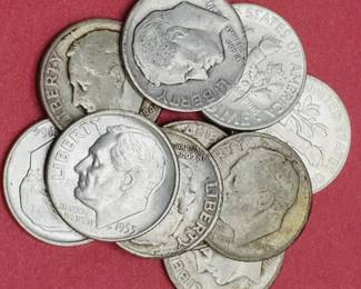 10 Rossevelt Dimes--90% Silver
