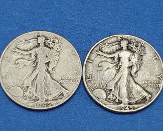 2 Walking Liberty Half Dollars--90% Silver
