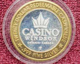 Gaming Token in Airtite--Center is .60 toz. of .999 Silver
