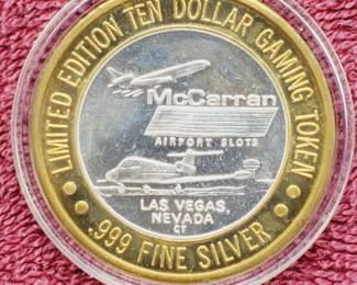 Gaming Token in Airtite--Center is .60 toz. of .999 Silver
