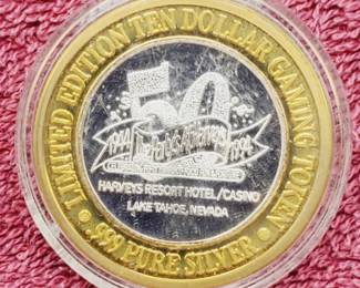 Gaming Token in Airtite--Center is .60 toz. of .999 Silver
