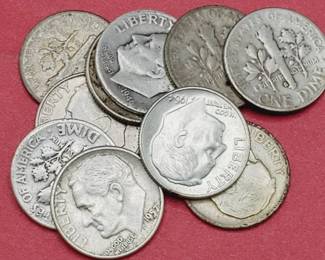 10 Rossevelt Dimes--90% Silver
