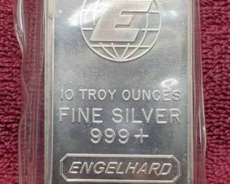 10 oz .999 Silver Bar -- Engelhard in Original Plastic
