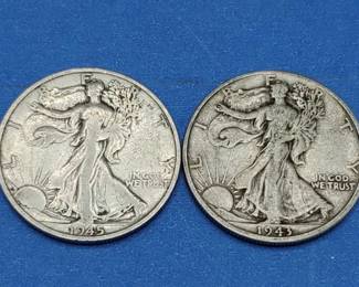2 Walking Liberty Half Dollars--90% Silver
