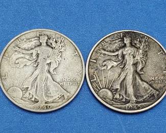 2 Walking Liberty Half Dollars--90% Silver
