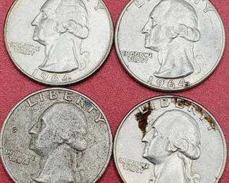 4 Washington Quarters--90% Silver
