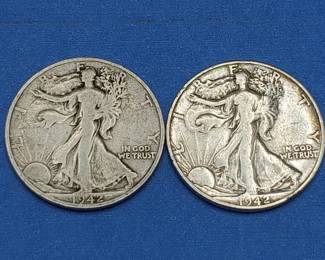 2 Walking Liberty Half Dollars--90% Silver
