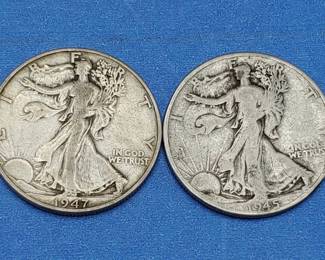 2 Walking Liberty Half Dollars--90% Silver
